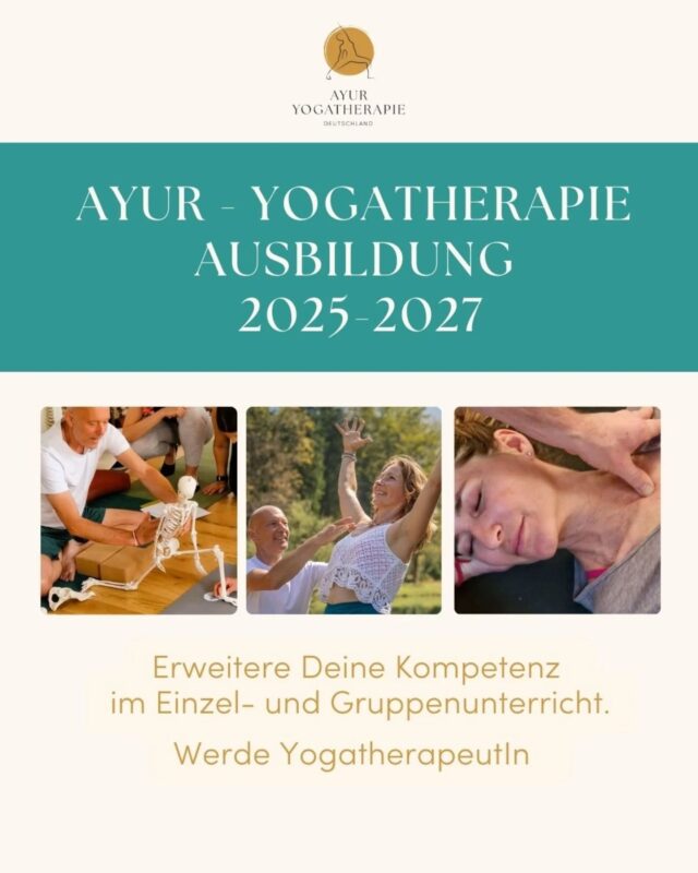 Ayur Yogatherapie Ausbildung 2025
Begleite Menschen in ihre innere Verbindung. In die Selbstverantwortung. In ihre ganzheitliche Gesundheit.

Unsere 2-jährige Ausbildung verbindet therapeutisches Yoga, funktionelle Anatomie, Ayurveda, Psychosomatik und traumasensible Begleitung auf einzigartige Weise – fundiert, achtsam und transformierend.

✨ Start: Juni 2025 – Nähe Freiburg
✨ Für Yogalehrerinnen, Therapeutinnen & alle, die ganzheitlich begleiten möchten

🔗 Link in Bio für Infos, Termine & Bewerbung
📩 Schreib uns gern bei Fragen – wir freuen uns auf Dich!

#ayuryogatherapie #yogatherapieausbildung #ayurveda #traumasensibel #yogaausbildung #heilarbeit #körperarbeit #spiraldynamik #achtsamkeit #atempraxis #yogatherapiedeutschland